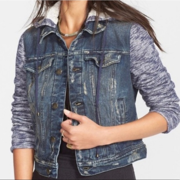 Free People denim jacket with removable hood - Picture 4 of 5